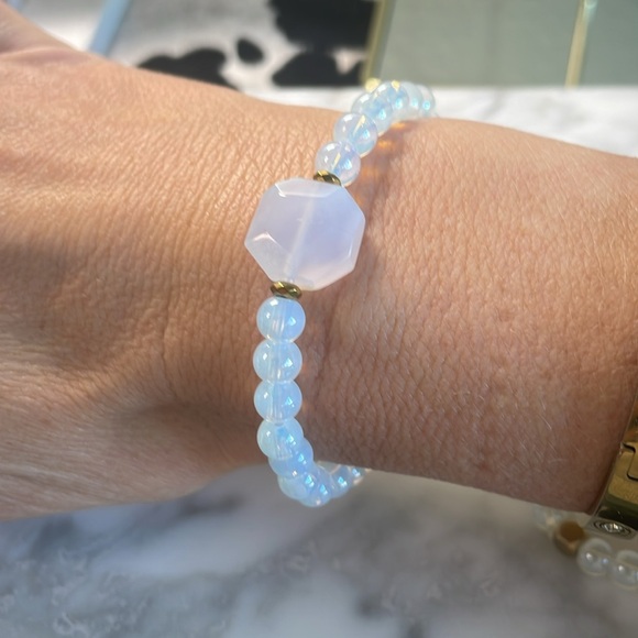 Blue lace agate & Opal Crystal bracelet - Picture 6 of 7